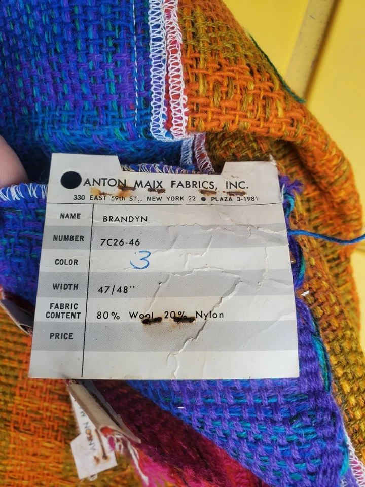 Vintage Anton Maix Inc. Brandyn Wool Blend Fabric 47" (7C26-46) Germany - Image 4 of 4