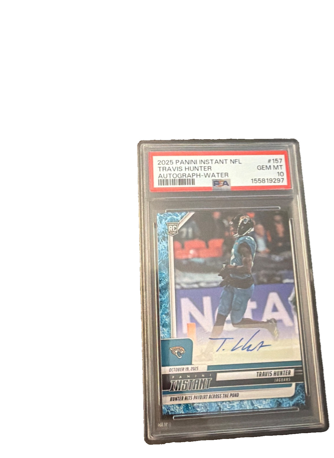 2025 panini Instant NFL , Travis Hunter auto-water 4/10 POP 1