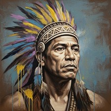 16x24 Abstract Print Tribal Indian Chief Gorgeous  Unframed