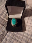 Vintage Genuine Turquoise gem stone Ring 925 Sterling Silver  size 6