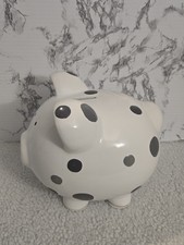 Child to Cherish White With Gray Polka Dot Piggy Bank