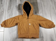 Carhartt Jacket Hooded Lined Duck Canvas Work Wear Baby Toddler Kids Size 2T