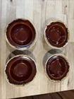 4 Rare VTG Hull Pottery Brown Drip Fruit/Chili/Cereal Bowls 6.25" Oven Prf USA