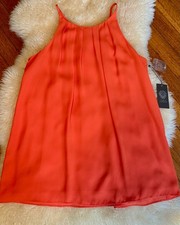 NWT VINCE CAMUTO Orange Flowing Chiffon Halter Neckline Blouse XS