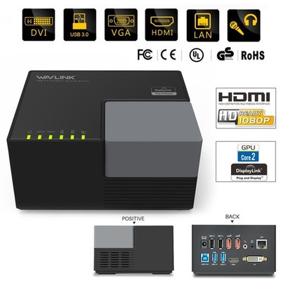 USB 3.0 Dual Video Docking Station with DVI / HDMI USB Hub for Win/Mac