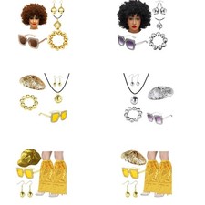 70s Costume for Women Disco Outfit Glasses Earrings Bracelet Halloween Accessory