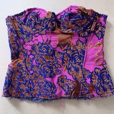 Marques  Almeida AW15 Runway Floral Brocade Corset Top Large Pink Blue Bustier