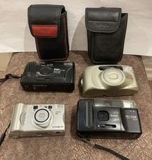 Lot of 4 Working Film Cameras Tested. Kodak, Minolta, Konica and Yashica.