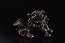 K8158: Japanese Copper Lion STATUE sculpture Ornament Figurines Buddhist art