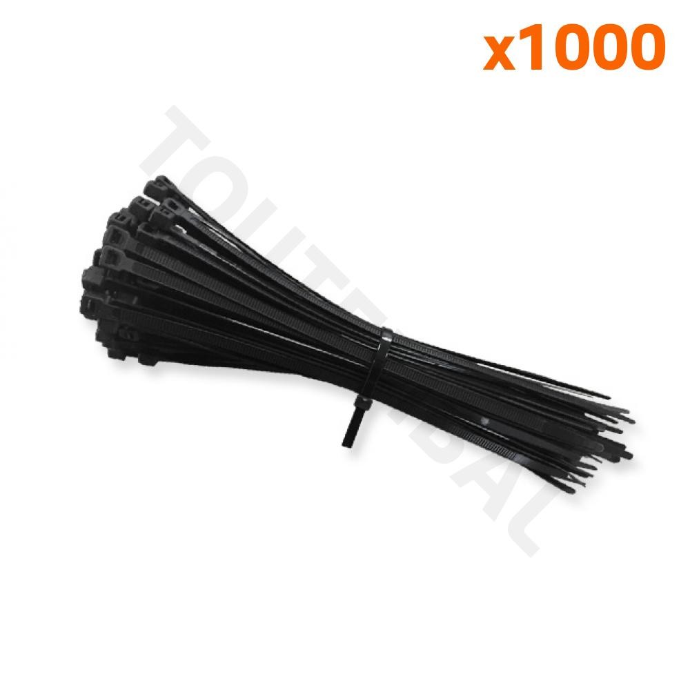 Collier ou lien de serrage plastique 4.8x200 mm pour câble électrique noir