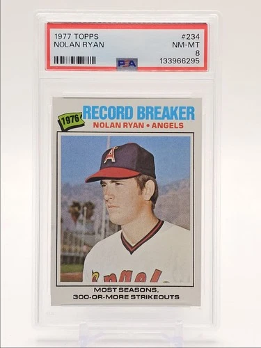 NOLAN RYAN 1977 TOPPS RECORD BREAKER BASEBALL ANGELS #234 PSA 8 Q3387