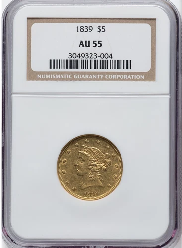1839-P Liberty Half Eagle — photo from the most recent tracked eBay sale