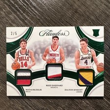 Buzelis Sheppard Knecht 2024-25 Panini Flawless Triple Patch Emerald Rookie 2/5