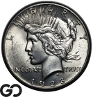 1928 Peace Dollar, Scarce This Nice, Series Low Mintage Gem BU++ Key Date
