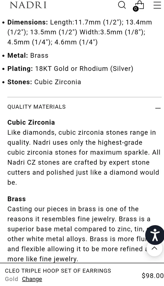 NADRI Triple Hoop Set of 3 Earrings Rhodium Silver Tone & CZ Cubic Zirconia VEUC - Image 4 of 4