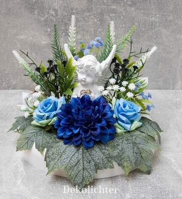 Grabgesteck Engel Blumengesteck Gesteck Rosen Grabschmuck Allerheiligen 22cm