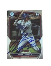 SABIN CEBALLOS SIGNED 2023 BOWMAN CHROME DRAFT CARD IP AUTO
