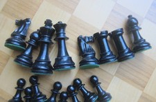 Chess Set 32 Complete Wooden Felted Pieces Vintage Staunton chessmen