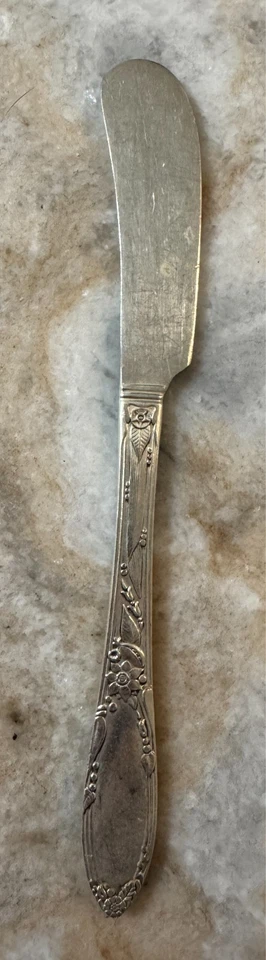 Esparcidor de mantequilla con mango plano Chateau plateado 1934 de Oneida Silver 6 3/8" Foto 3 de 4