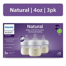 Philips Avent Natural Baby Bottle with Natural Response Nipple, Clear, 4oz, 3pk