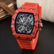 Richard Fashion Style Rapper Mille Red Deal Skeleton Watch