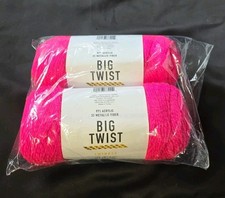 2 Hot Pink Big Twist Twinkle Yarn Color Lot  647601 Weight 4 Acrylic Metallic