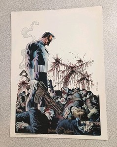 Marvel Comics 1990 PUNISHER Artist Signed Single Print Michael Zeck 16" x 12" 