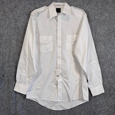 Brooks Brothers NetJets White Long Sleeve Pilot Dress Shirt Regular Fit 16 34/35