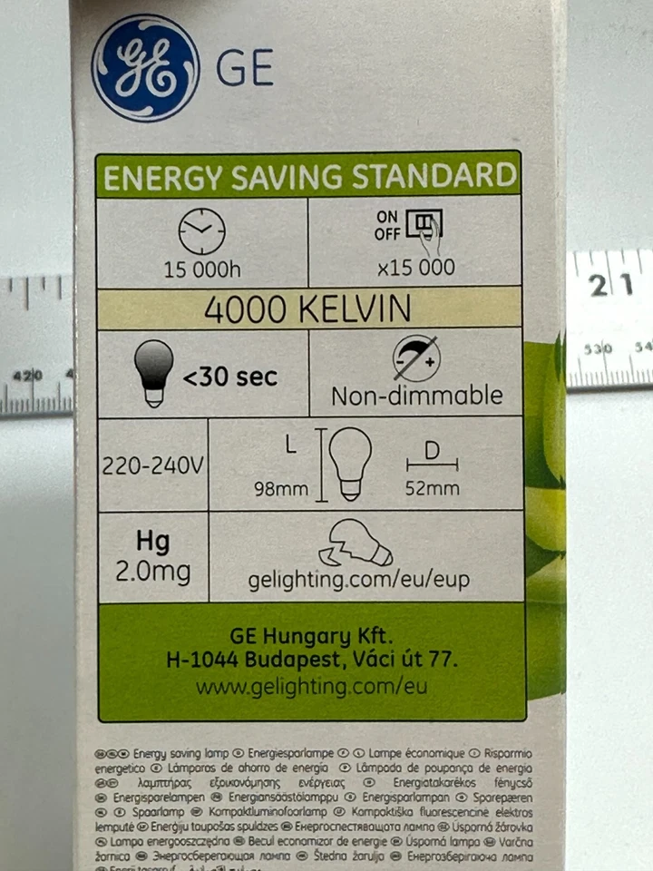 GE 314-0088 Spiral Light Bulb 15W ES 4K Cool White 950 Lumen Energy Saving - NEW - Image 3 of 4