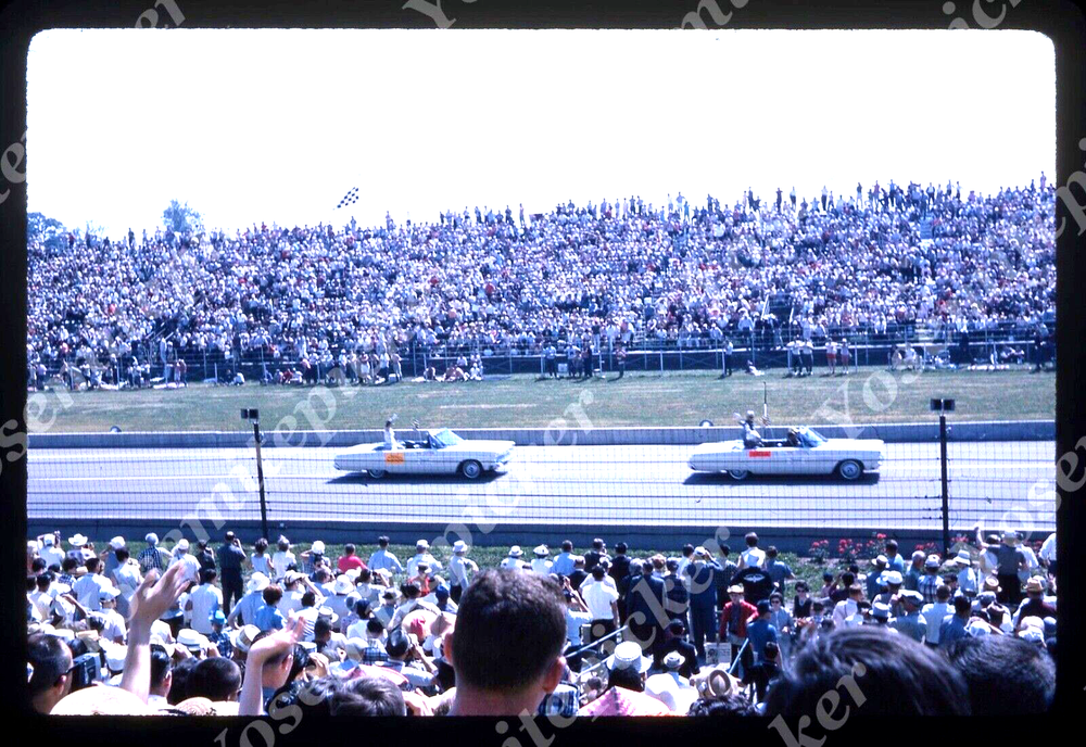 sl83 Original slide 1965 Indianapolis 500 race convertible cars 796a