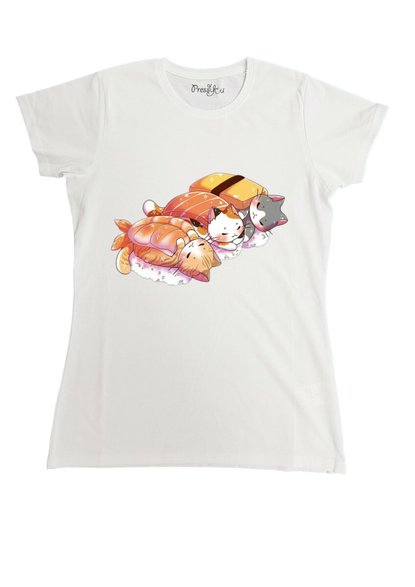 T-Shirt – Maglietta – sushi – manga – love – Cats divertente simpatica amica 937