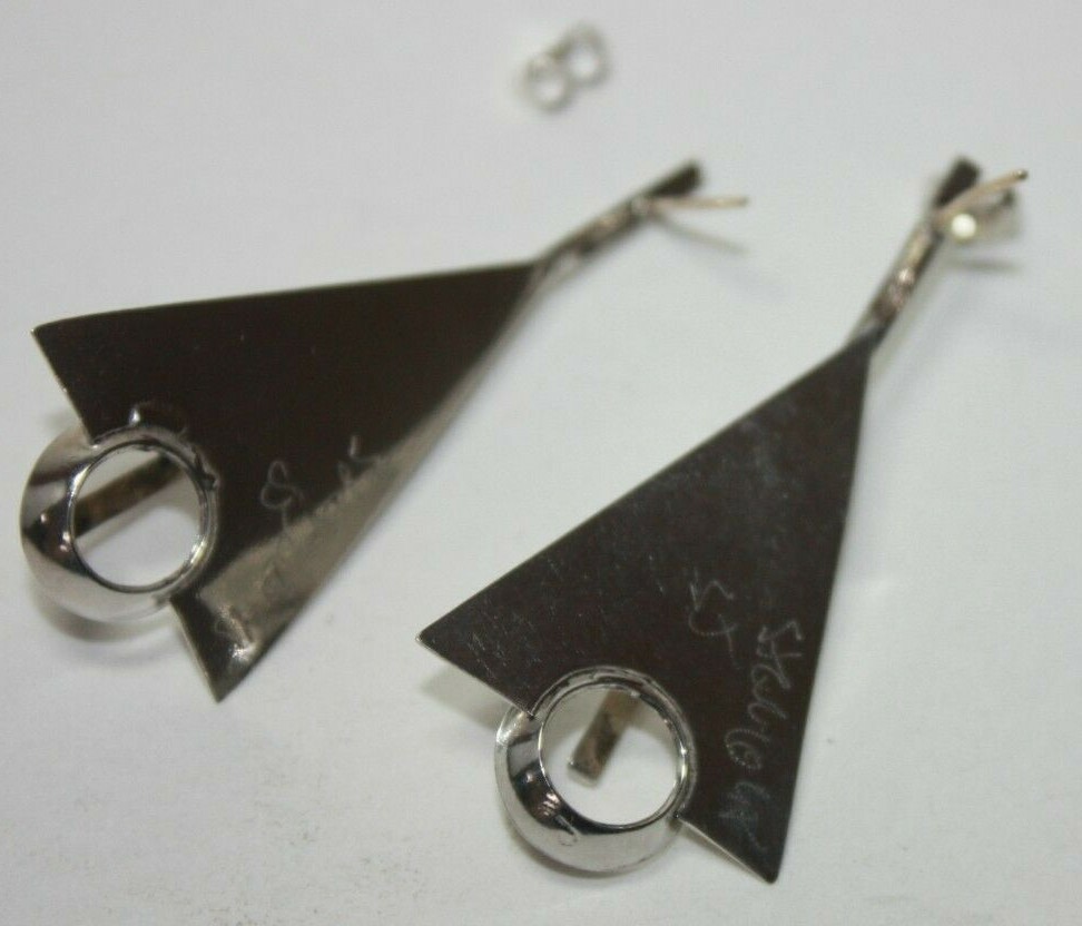 Handmade Sterling Silver Triangular Modernist Stu… - image 5
