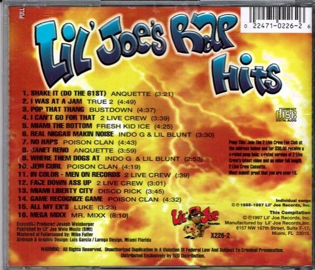 Lil'Joe's Rap Hits Vol 1 2 Live Crew,Luke and Others BRAND NEW SEALED CD eBay