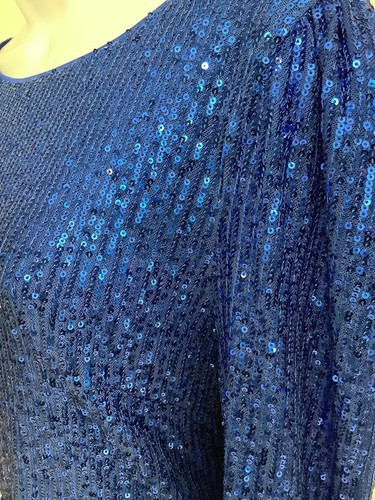 Nanette Lepore Blue Sequin Dress In Size 12 - Picture 6 of 8