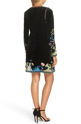 Foxiedox Womens Fuji Black Velvet Embroidered Party Mini Dress Size 2~NWT  $238 | eBay