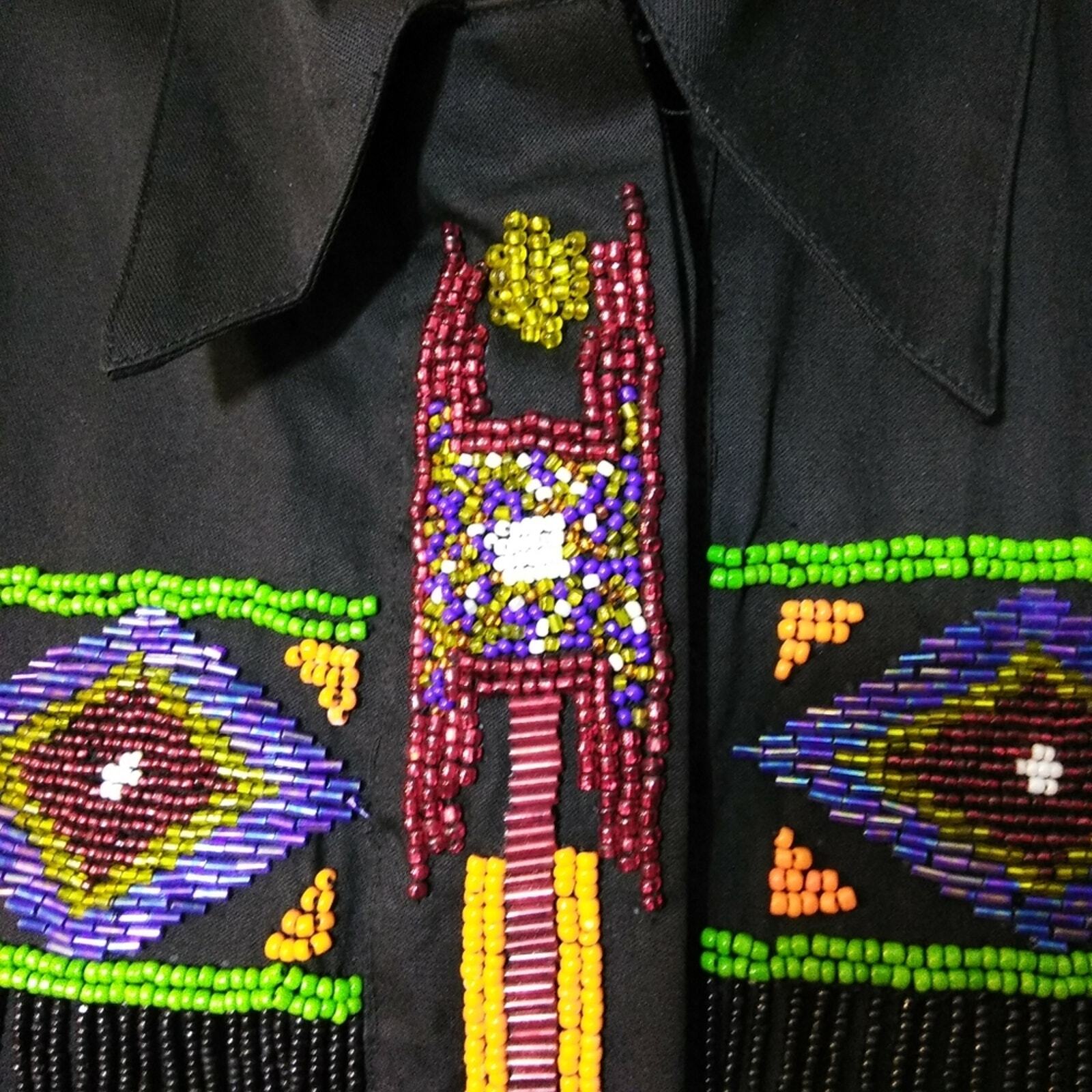 Cedars Western Style Beaded Button down Shirt Sz 8 - image 4