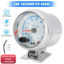 3.75'' Chorme Car Tachometer Gauge Meter Blue LED Shift Backlight 0-8000 RPM 12V