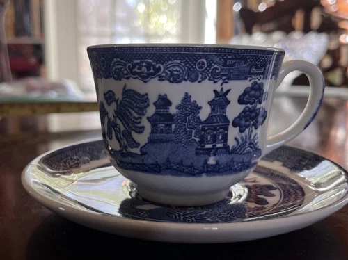 Blue Willow Coffee/Tea Cup And Saucer Johnson Brothers Made In England EC