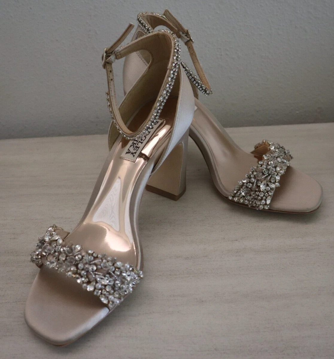 Blush embellished heels sale