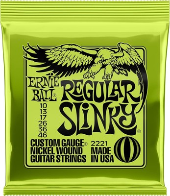 Ernie Ball Regular Slinky Nickel Wound Electric Guitar Strings, 10-46 Gauge (P02