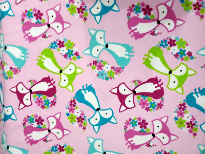 Pink with Fox Flannel Cotton Fabric, Hudson for Jo-Ann Sold by the Half Yard
