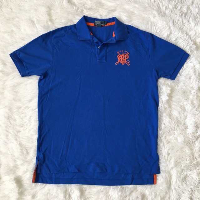 Polo Ralph Lauren Royal Blue Orange Crossed Mallets Cotton Polo Shirt