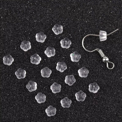 100pcs Silicone Earring Backs Flower Rubber Earrings Stoppers Caps Soft Ear Ring