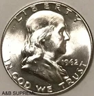 1962 Franklin Half Dollar From OBW Roll Estate Hoard Ch-Gem Bu Unc. 90% Silver