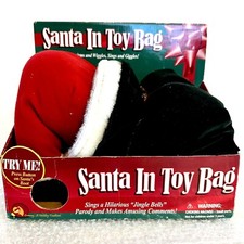 RARE GEMMY Animated SANTA STUCK IN TOY BAG Singing, Wiggles 2001 WITH BOX 