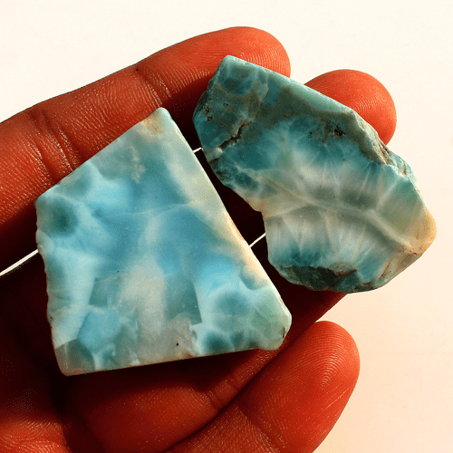 2 Piezas Muestra Mineral Curativo Druzy Rebanada Cristal Crudo Larimar Dominicano Natural - Imagen 2 de 14
