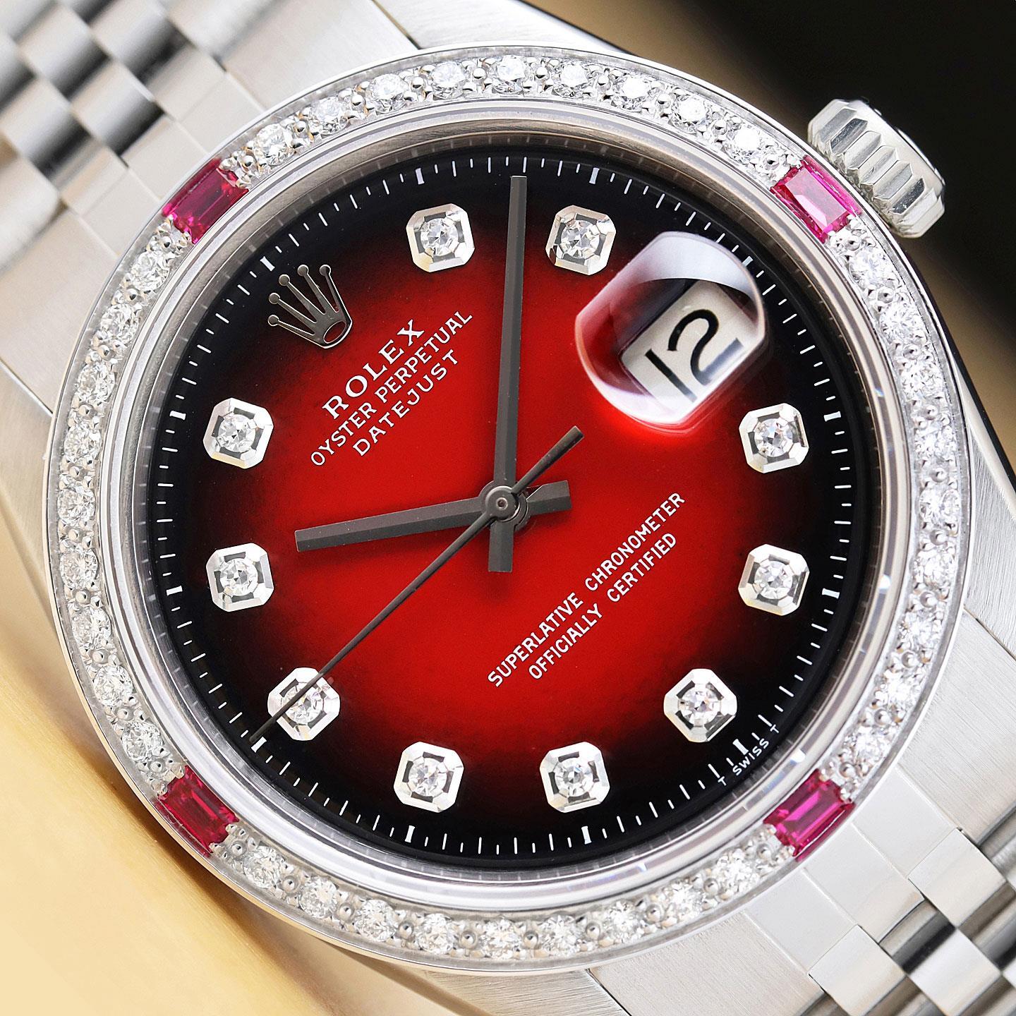 ROLEX DATEJUST RED VIGNETTE 18K GOLD
