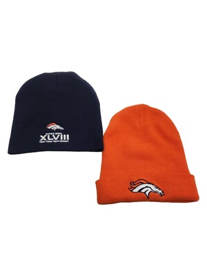 Set of 2 NFL Denver Broncos Knit Beanies Blue Super Bowl  display picture 2