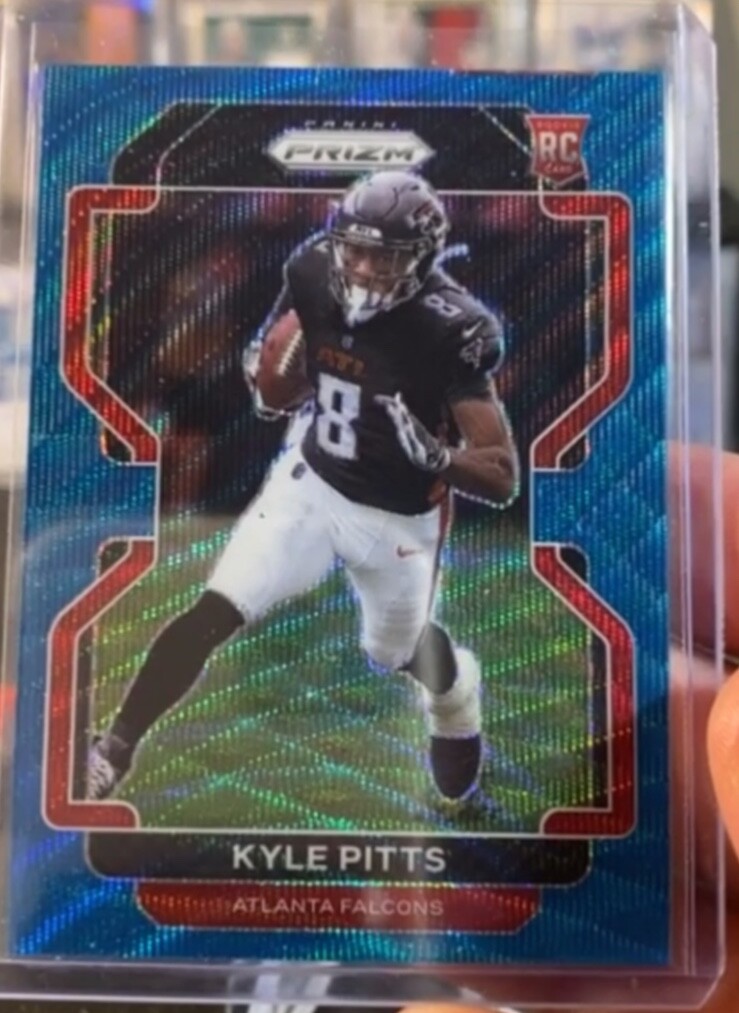 2021 Panini Prizm Football #341 Kyle Pitts Blue Wave Prizm Rookie Card 180/199