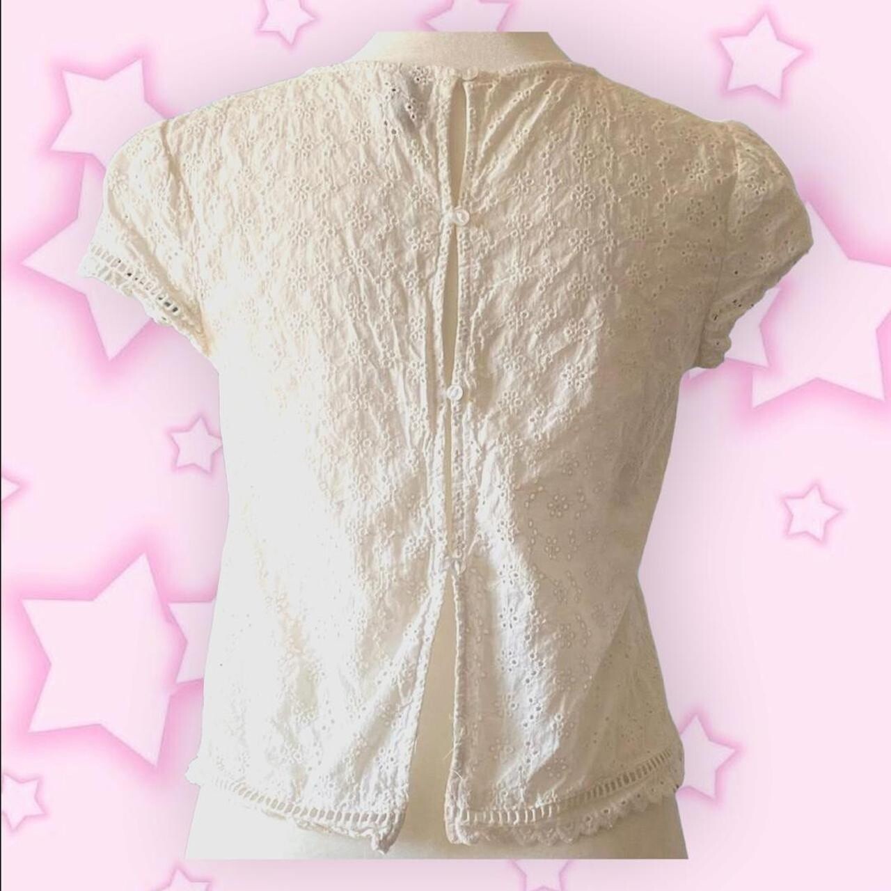 White Eyelet Button Back Shirt - image 3